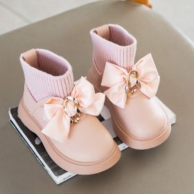 2021 Birthday Party Baby Shoes Girls Bow-knot Velvet Socks Shoes for Children Winter Princess Wedding Party Leather Shoes E10064