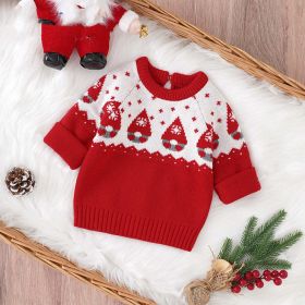 Baby Christmas Print Pattern Crewneck Pullover Knitwear Sweater