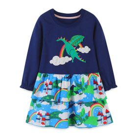 Baby Girl Cartoon Embroidered Pattern Loose Cotton Dress
