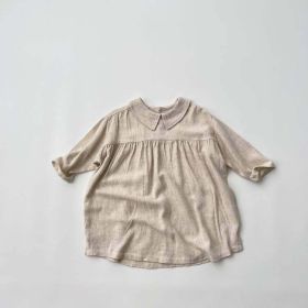 Baby Solid Color Doll Neck Long Sleeve Vintage Style Dress
