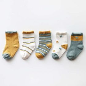 Baby Print Pattern Spring Autumn Cotton 1Bag=5Pairs Socks