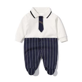 Baby Boy Striped Patchwork Pattern Tie Dye Design Lapel Convered Jumpsuit