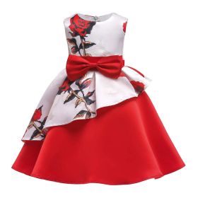 Baby Girl Floral Pattern Bow Tie Princess Tutu Dress Formal Dress