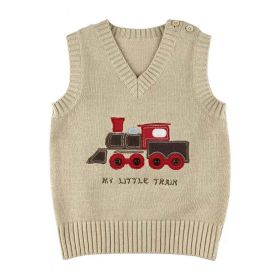 Baby Boy Cartoon Train Pattern Sleeveless Knitted Sweater Vest