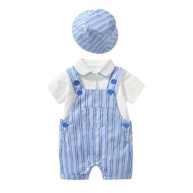 Baby Boy Lapel Solid Bodysuit Combo Striped Graphic Crotch Overall Sets