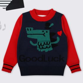 Baby Boy Cartoon Dinosaur Graphic ColorBlock Sleeves Design Fashion Pullover Sweater
