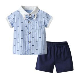 Baby Boy Bow-Tie Print Top Combo Solid Short Pants In Sets