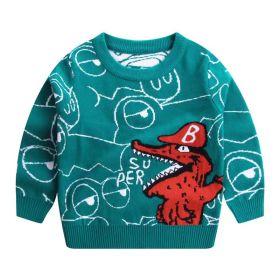 Baby Boy 1pcs Cartoon Dinosaur Embroidered Pattern Fleece Warm Sweater