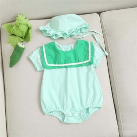 Baby 1pcs Puff Sleeves Contrast Tape Lapel College Style Onesies