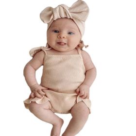 Baby Girl Solid Color Belted Design Cotton Quality Onesies