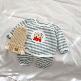 Baby Striped Pattern Cartoon Design Hoodies 2 Pieces Sets