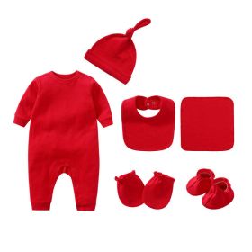 Newborn Solid Color Romper Hat; Bib; Gloves; Footwear; Square Scarf Sets