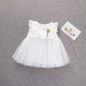 Baby Girl Solid Color Mesh Patchwork Design Sleeveless Patched Mesh Dress