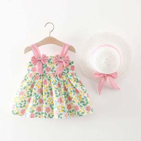 Baby Girl Flower Pattern Bow Patched Design Beautiful Dress