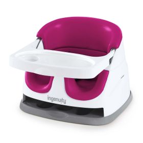 Ingenuity Baby Base 2-in-1 Booster Feeding High Chair and Floor Seat with Self-Storing Tray, Pink Flambe