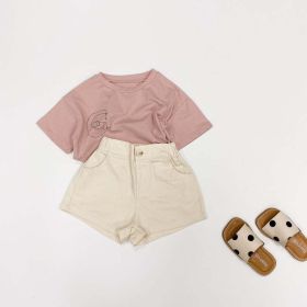Baby Boy And Girl Solid Color Basic Denim Shorts With Pockets In Summer