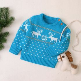 Baby Boy And Girl Christmas Giraffe Pattern Long Sleeved Pullover Sweater