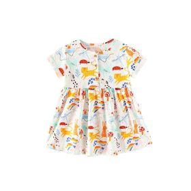 Baby Girl Cartoon Graphic Short Sleeve Casual Western Style Dress