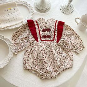 Baby Girl Floral Pattern Chinese Style Snap Buckle Design Bodysuit