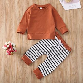 Baby Boy 1pcs Solid Color Hoodie Combo Striped Pattern Trousers Sets