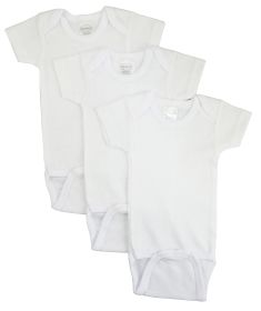 White Short Sleeve One Piece 3 Pack (Color: White, size: large)