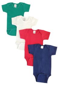 Unisex Baby 4 Pc Onezies (Color: Green/Red/Navy, size: Newborn)