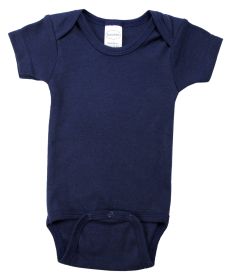 Navy Interlock Short Sleeve Bodysuit Onezie (Color: Navy, size: Newborn)