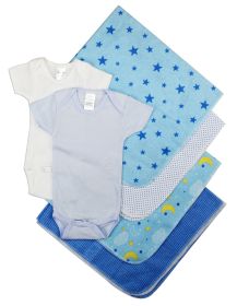 Baby Boy 8 Pc Layette Sets (Color: White/Blue, size: medium)