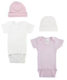 Baby Girl 6 Pc Layette Sets (Color: White/Pink, size: medium)