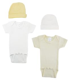 Unisex Baby 4 Pc Layette Sets (Color: White/Blue, size: medium)