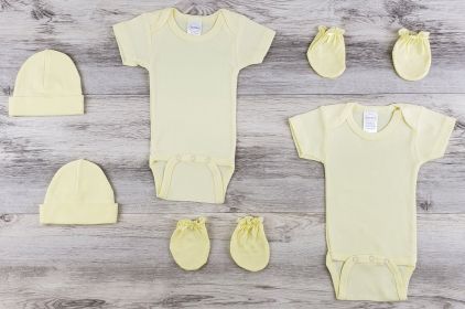 6 Pc Layette Baby Clothes Set (Color: Yellow, size: Newborn)