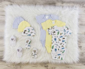 8 Pc Layette Baby Clothes Set (Color: White/Blue/Yellow, size: medium)
