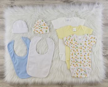 7 Pc Layette Baby Clothes Set (Color: White/Blue/Yellow, size: medium)