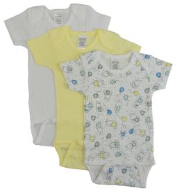 Girls Printed Short Sleeve Variety Pack (Color: White/Yellow/Print, size: large)