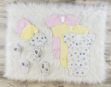 8 Pc Layette Baby Clothes Set (Color: White/Pink/Yellow, size: medium)