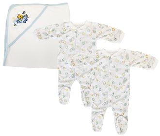 Boy Closed-toe Sleep & Play (Pack of 3 ) (Color: White/Blue, size: small)