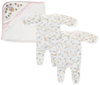 Girl Closed-toe Sleep & Play (Pack of 3 ) (Color: White/Pink, size: Newborn)