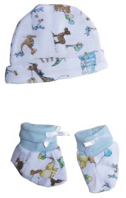 Baby Cap and Bootie Set (Color: Blue, size: One Size)