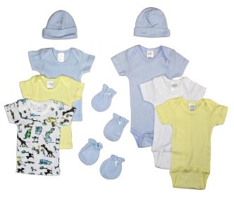 Newborn Baby Boys 10 Pc Layette Baby Shower Gift Set (Color: White/Blue, size: Newborn)