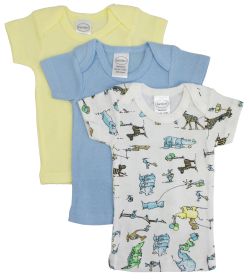 Printed Boys Short Sleeve Variety Pack (Color: White/Blue/Print, size: Newborn)