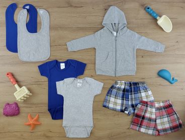 7 Pc Layette Baby Clothes Set (Color: Heather Grey/Navy/Red, size: medium)