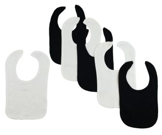 6 Baby Bibs (Color: White/Black, size: One Size)