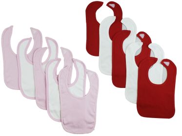 10 Baby Bibs (Color: Pink/White/Red, size: One Size)