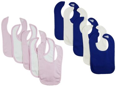 10 Baby Bibs (Color: Pink/White/Blue, size: One Size)