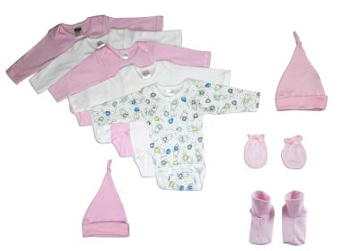 Baby Girl 9 Pc Layette Sets (Color: White/Pink, size: medium)