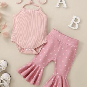 Infant Chilren Waistcoat Bell-bottom Pants Suit (Option: Pink-100cm)