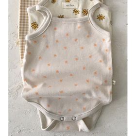 21 New Korean Version Of The Newborn Baby Soft Sling One-Piece Comfortable Romper Vest Triangle Bag Fart Clothes (Option: Floret-90cm)