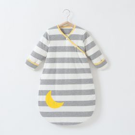 Anti-jump Thickening Of Baby Sleeping Bag In Autumn And Winter (Option: Grey striped moon thickened-M)