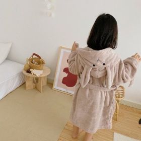 Cartoon Rabbit Hooded Bath Towel (Option: Bathrobe Beige-M)