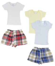 Infant Boys T-Shirts and Boxer Shorts (Color: White/Blue, size: Newborn)